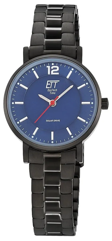 Montre solaire femme ETT ELS-12167-31M en acier bicolore noir et bleu