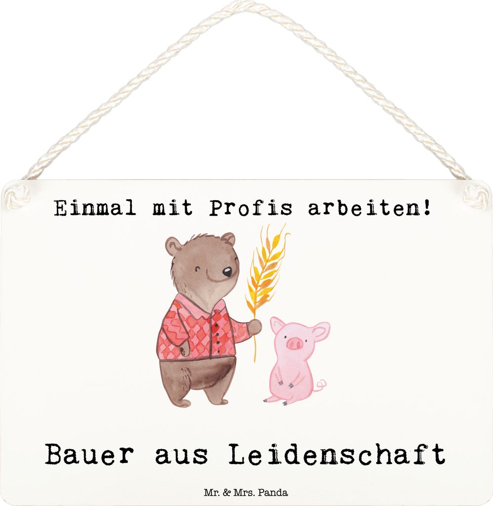 Mr. & Mrs. Panda Schild Bauer Leidenschaft DIN A6 - Weiß - Geschenk, Bauernhof, kleine aufmerksamkeit, Wandbild Holz, Farmer, Dekobrett, Spruch, L...