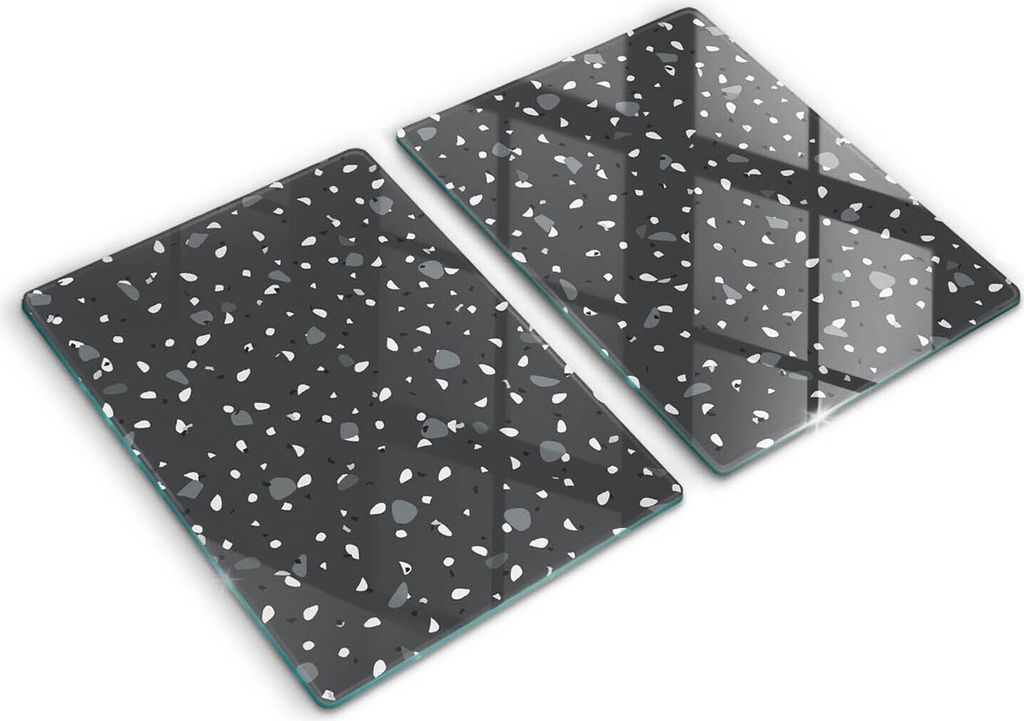 Glasschneideplatte - Herdabdeckplatte - 2x40x52 cm -Schneidebrett - Spritzschutz - Dekorativer Stein