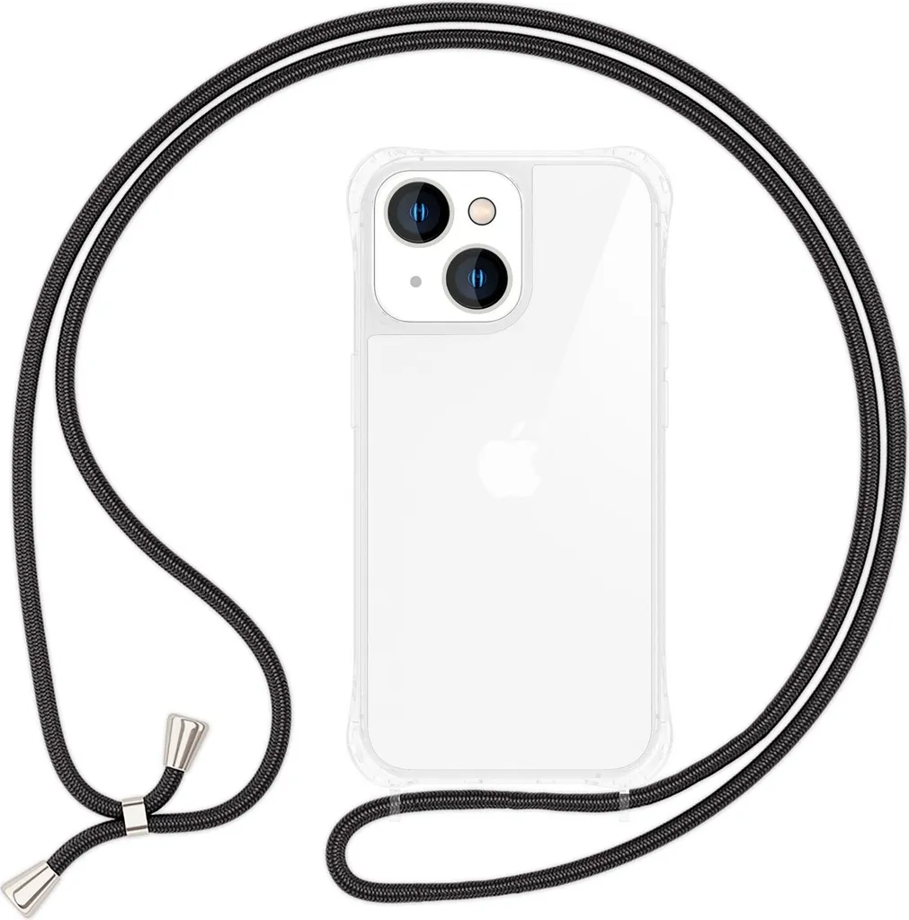 Cover con Collana iPhone 15 Plus - Custodia Nera Pratica e Sicura