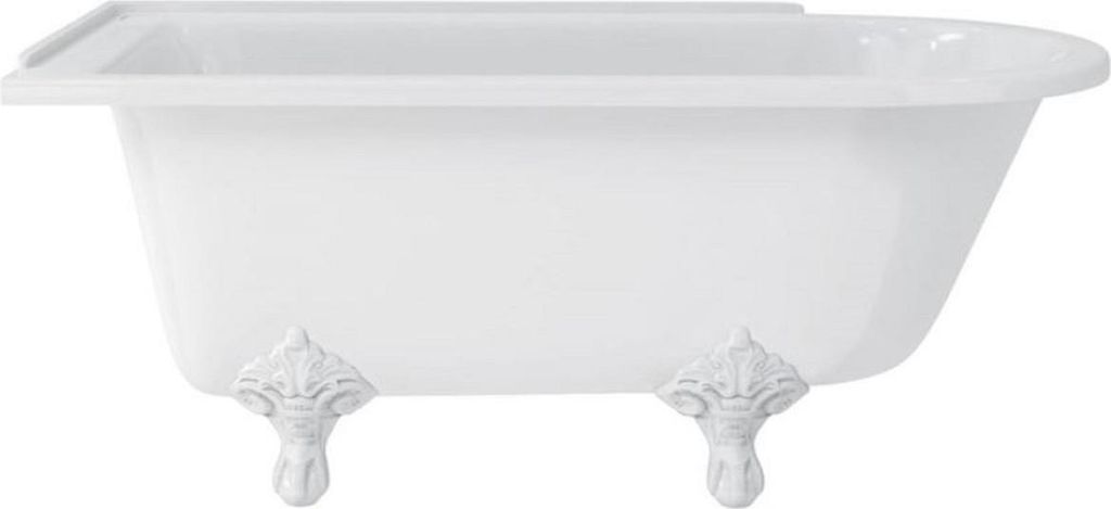 Casa Padrino Luxus Jugendstil Badewanne Weiß / Weiß 150 x 75 x H. 65 cm - Freistehende Retro Acryl Badewanne - Nostalgische Retro Badezimmer Möbel