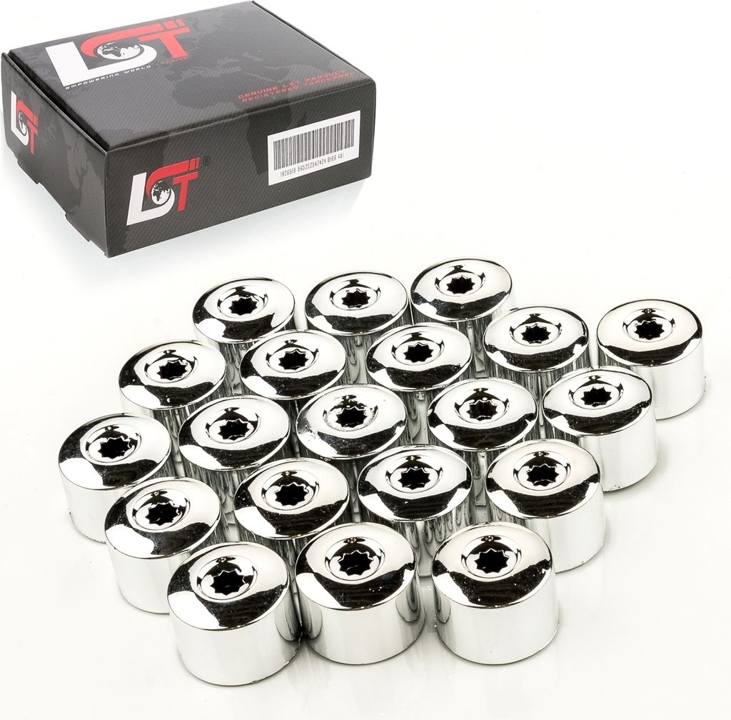20x Radschrauben Kappen Abdeckkappen Set 17 mm chromfarben Produktbild 