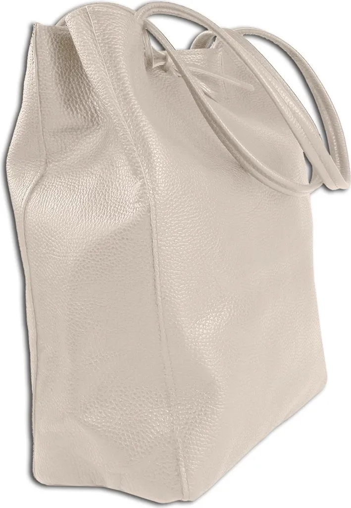 Sac Shopper beige en cuir véritable Toscanto - Grand format élégant