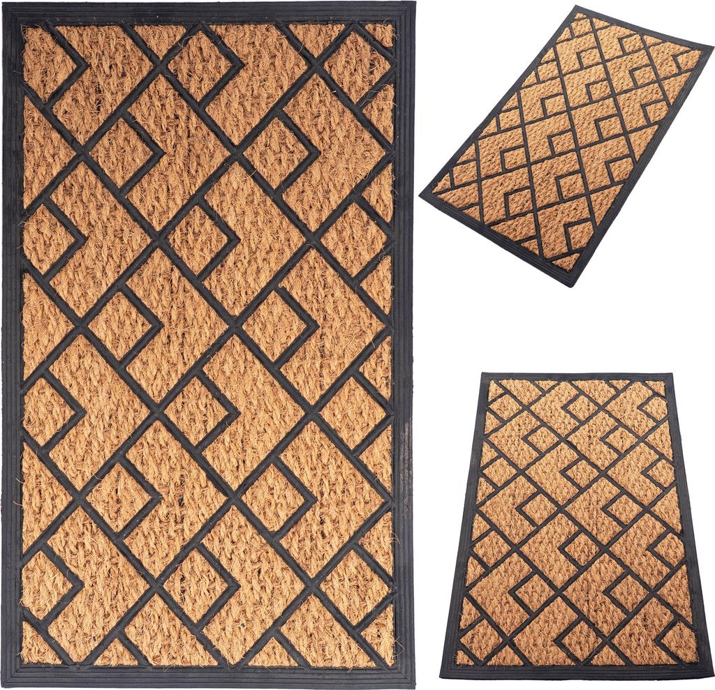 KADAX Kokosmatte 45 x 75 cm, rechteckige Fußmatte aus Kokos und Gummi, rutschfeste Türmatte für Außenbereich, Schmutzfangmatte mit Gummiunterse...