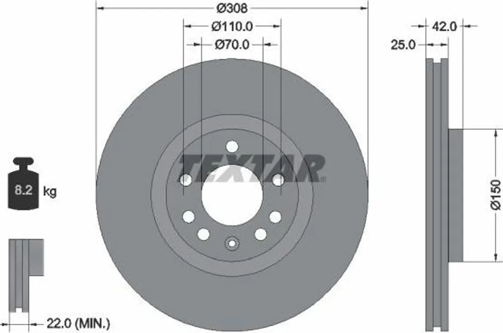 Disque de frein sans vibrations pour Opel Astra H et Corsa - TEXTAR 92110903