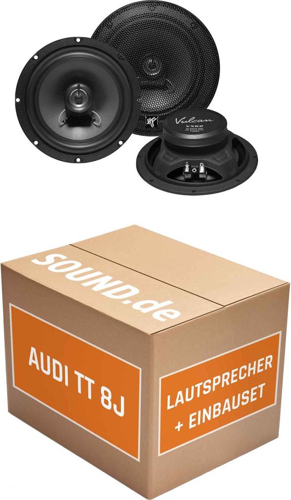 Lautsprecher Boxen Einbaupaket Heckablage Hifonics VX62 passend für Audi TT 8J + Coupe | 2x Tief-Mitteltöner mit integriertem Hochtöner 180W MAX
