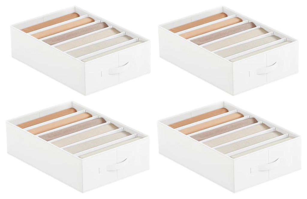 Aufbewahrungsboxen - Schubladen/Kleiderschrank Organizer - Set mit 4 - Faltbar - 42×30×17 cm - Vliesstoff - Mehrere Fächer - Weiß