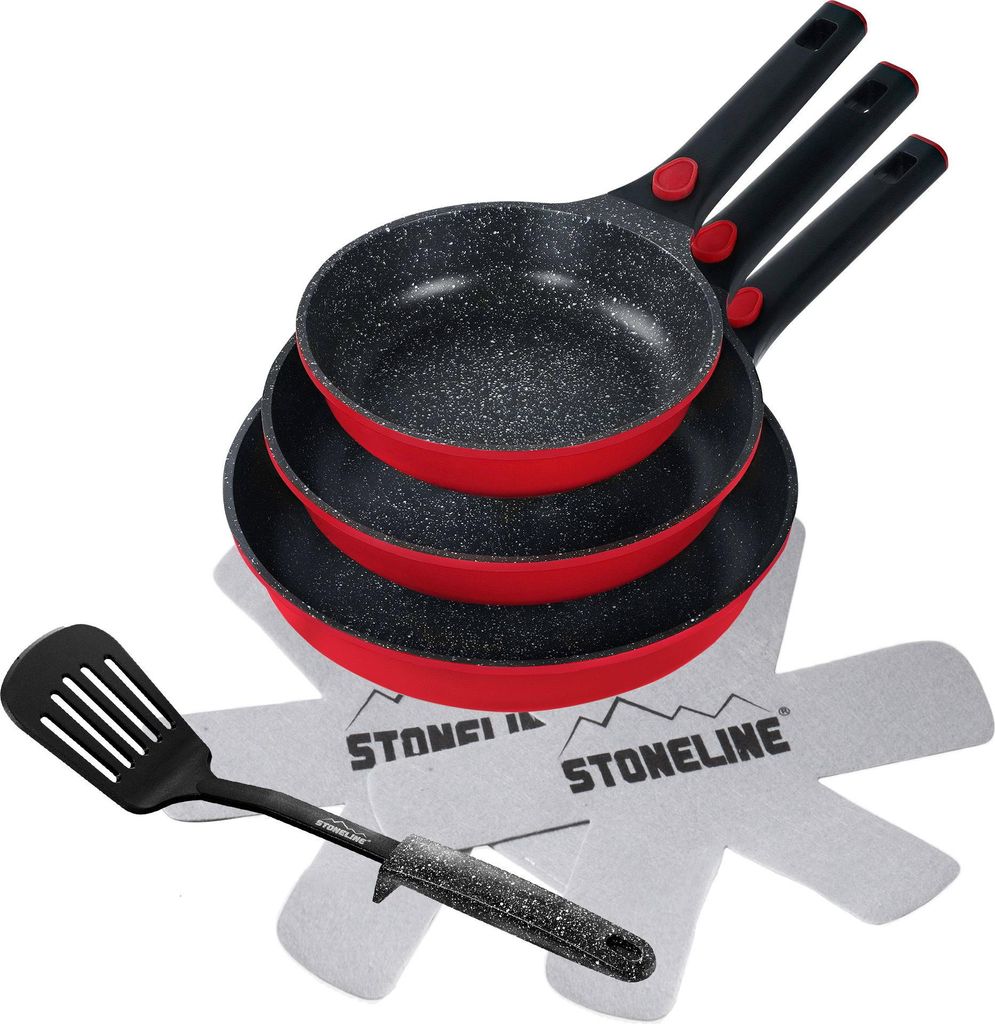 STONELINE SMART Pfannen-Set 6-teilig 20/24/28 | ohne Deckel - Rot