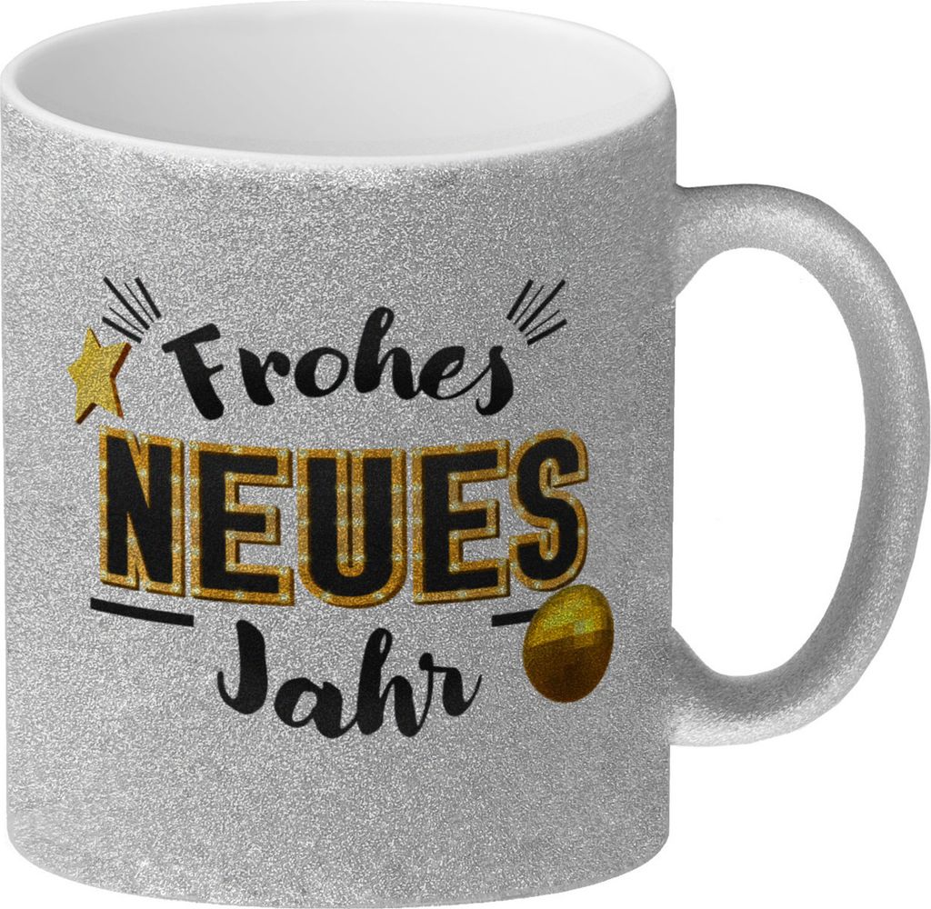 Frohes neues Jahr Glitzer-Kaffeebecher