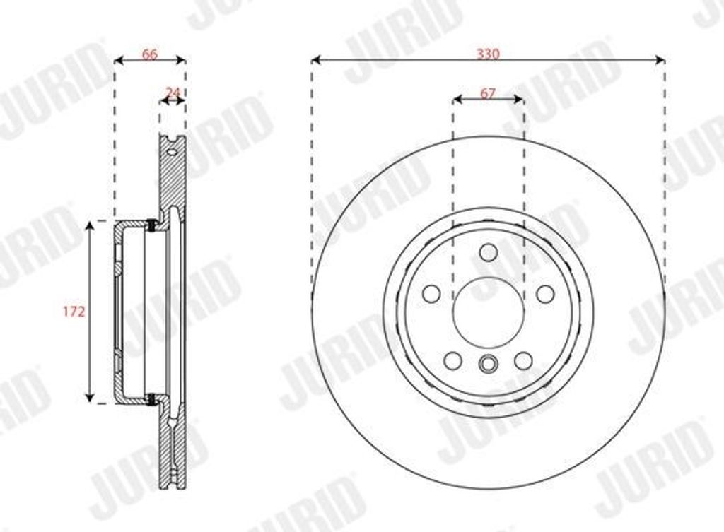 2x JURID Bremsscheibe 563693JVC-1 für BMW 5 Limousine (G30 F90) 5 Touring (G31)