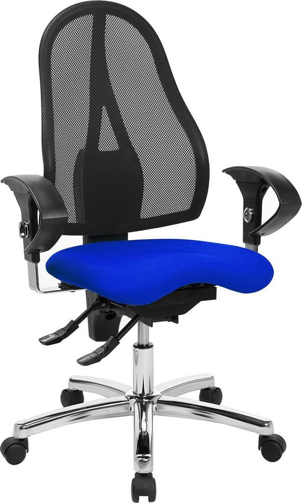 Drehstuhl Sitness 15 - blau Armlehnen Universalrollen.