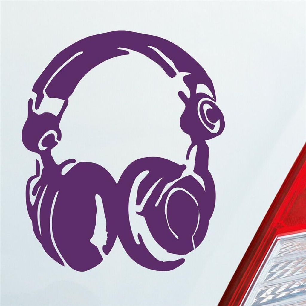 Auto Aufkleber DJ Kopfhörer Head Phones Music 10x12 cm Lila Sticker Heckscheibenaufkleber