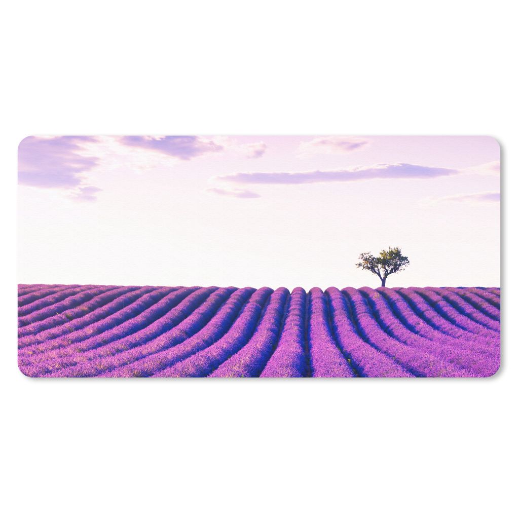MuchoWow Mauspad Mousepad Lavendel - Bäume - Lila - Blumen 60x30 cm - Mousepads - Maus Mat - Pad - Mausunterlage - Nachhaltig
