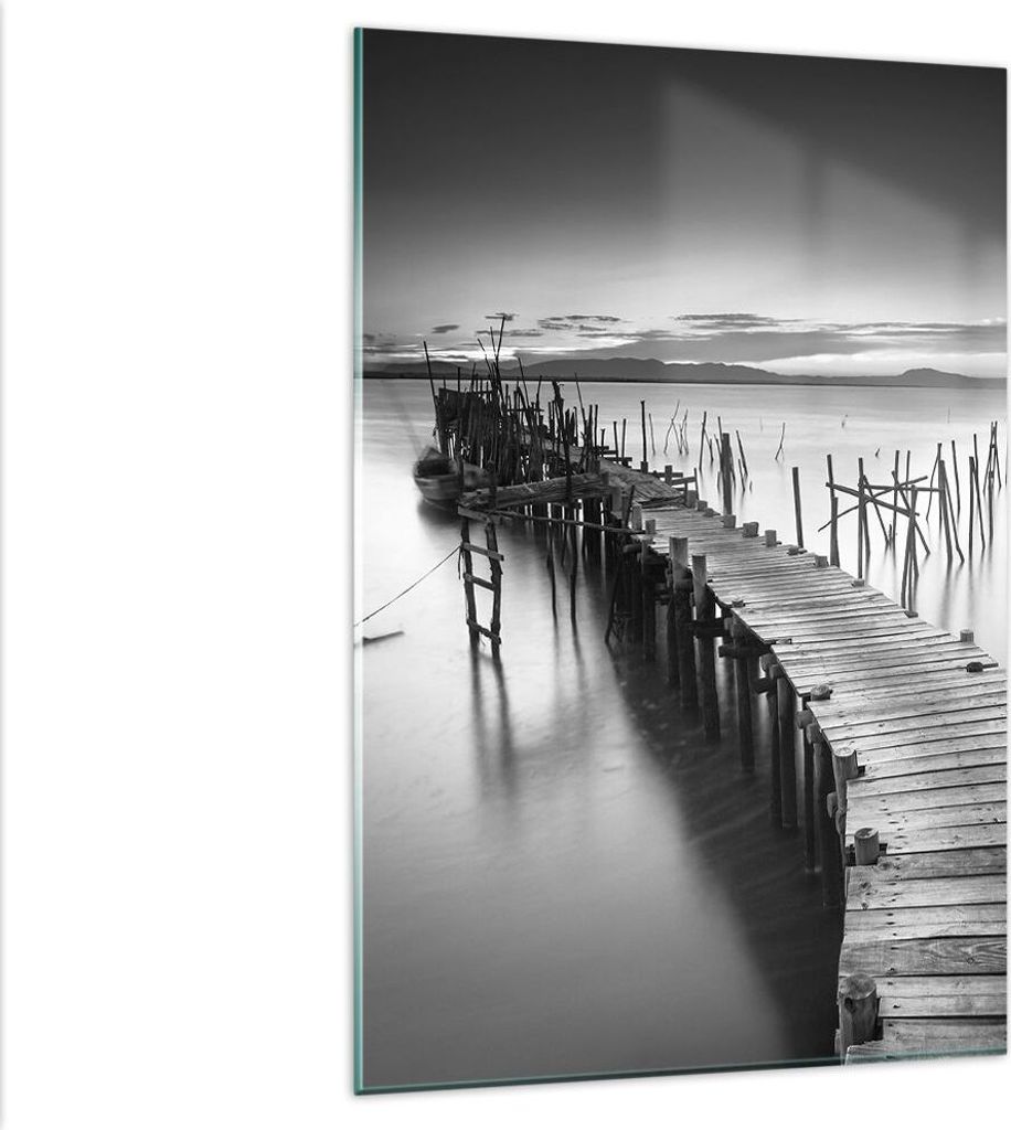 Bilder auf glas - Einteilig - Meer Brücke Landschaft Natur - 80x120cm - Glasbilder - Wandbilder - Bilder - Wanddekoration aus Glas - Glas Bilder -...