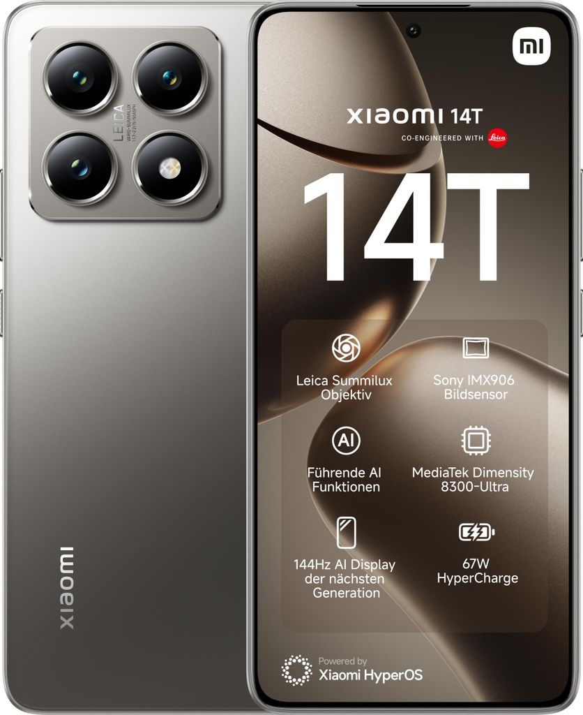 Xiaomi 14T , 16,9 cm (6.67"), 2712 x 1220 Pixel, 12 GB, 256 Produktbild 