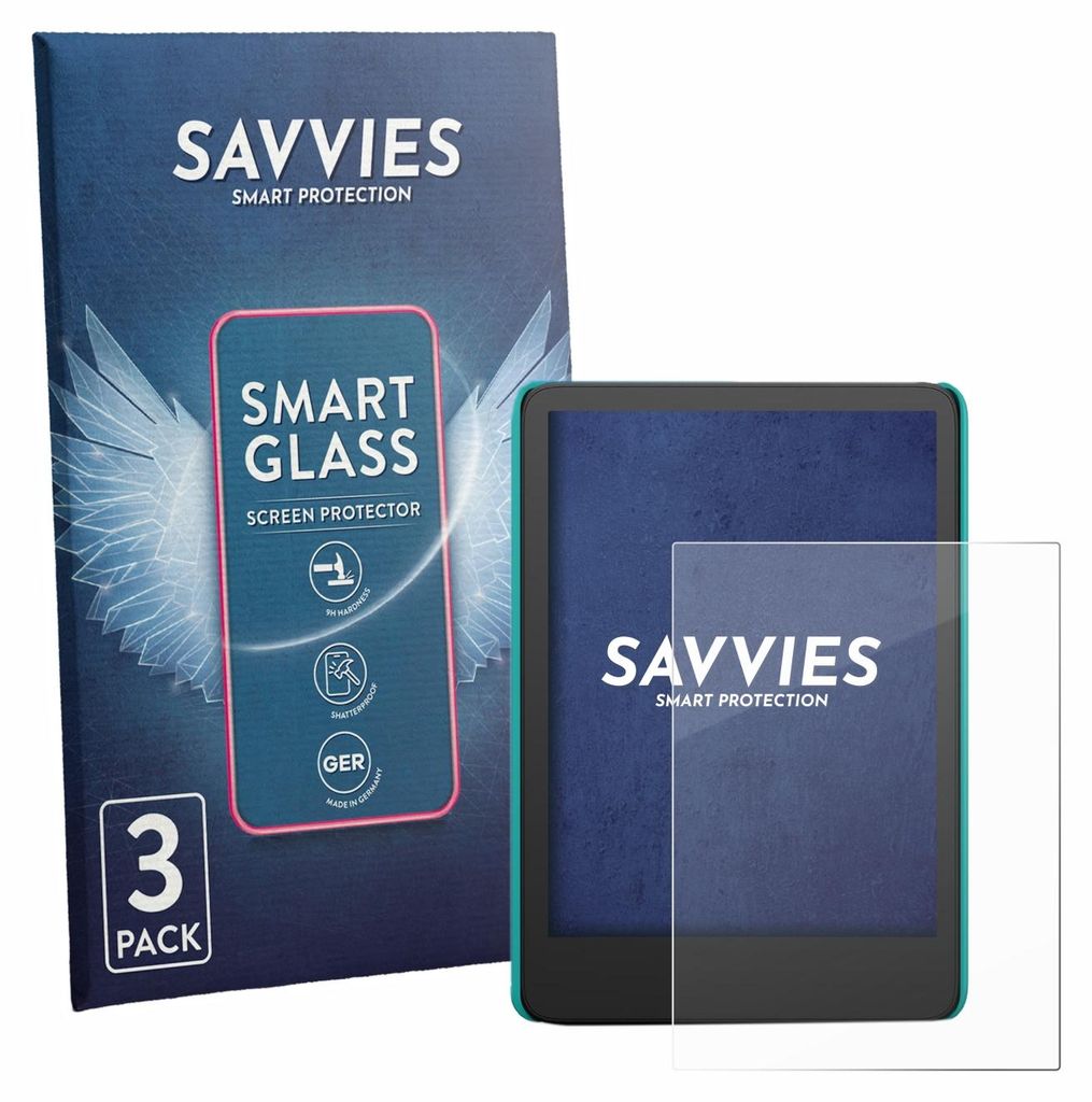 3x Savvies Schutzglas Folie für Amazon Kindle Kids 2022 / 2024 9H Panzer Schutzfolie Glas Displayschutz klar transparent