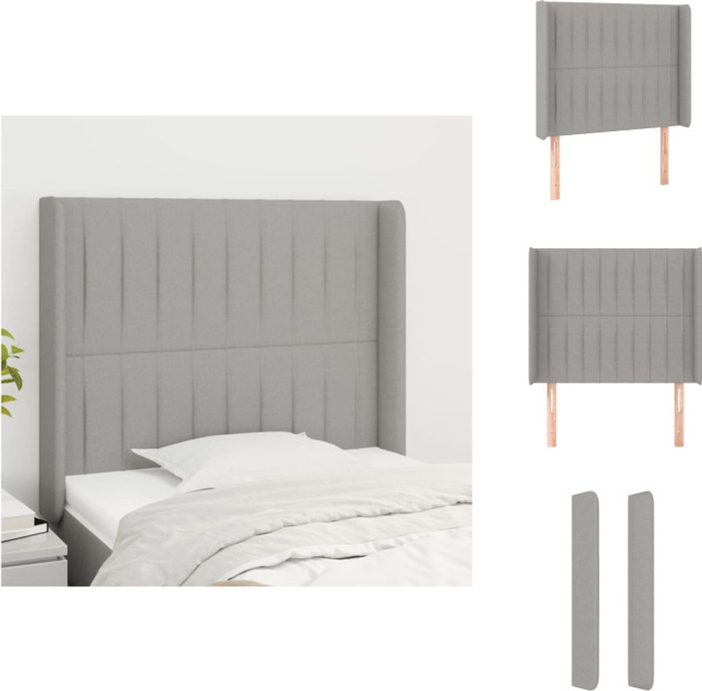 vidaXL Kopfteil mit Ohren Hellgrau 93x16x118/128 cm Stoff - Kopf- & Fußenden