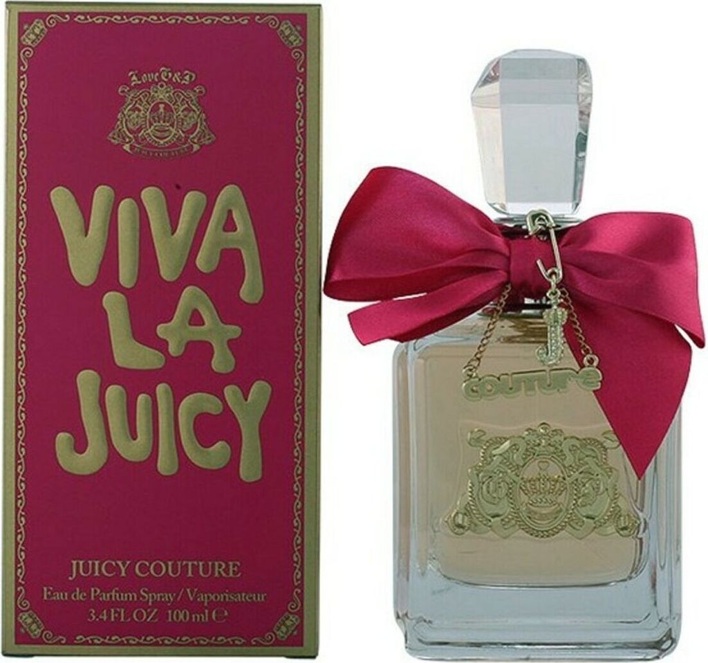 A box and bottle of Juicy Couture Viva La Juicy perfume.