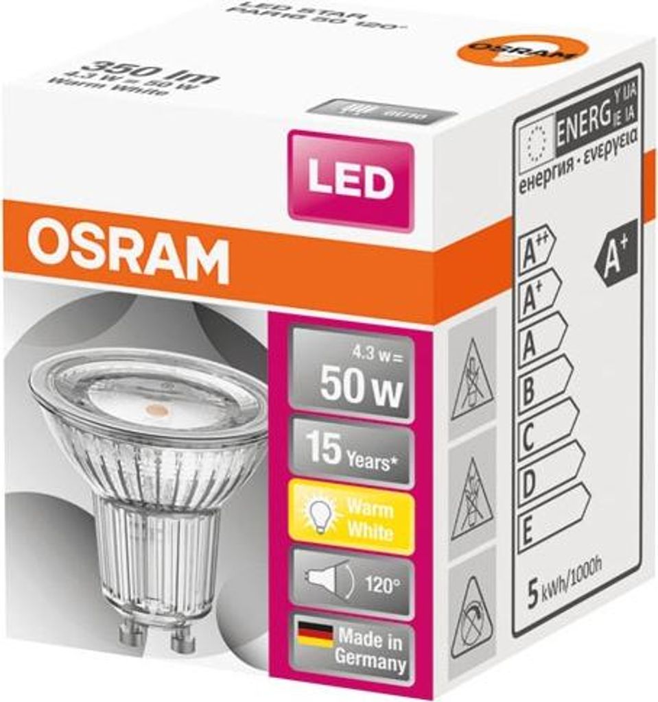 Osram STAR Ampoule LED Blanc chaud 2700 K 4,3 W GU10 G Image du produit 