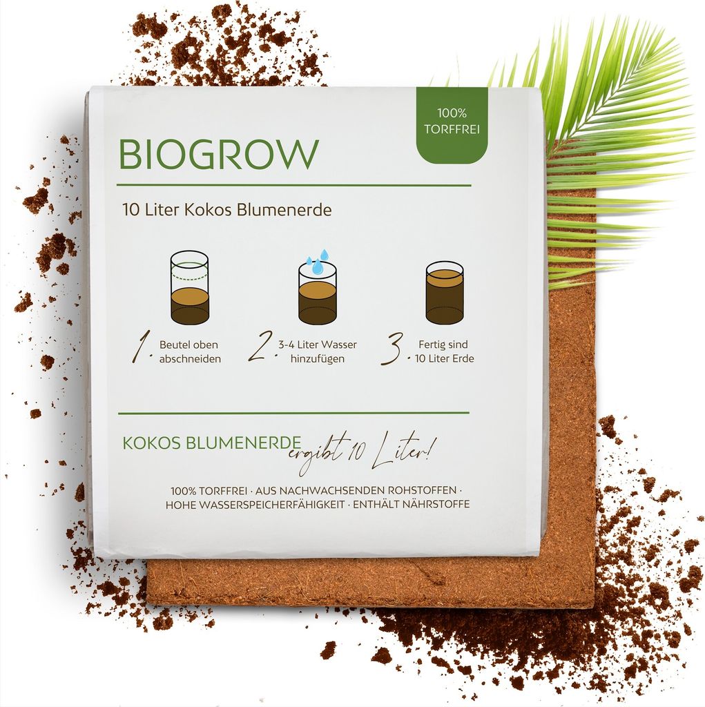Kokoserde gepresst im Quellbeutel - torffreie Anzuchterde (10L)