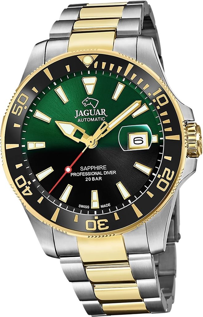 Jaguar Edelstahl Herren Uhr Analog Luxus silber gold Pro Diver D2UJ887/4