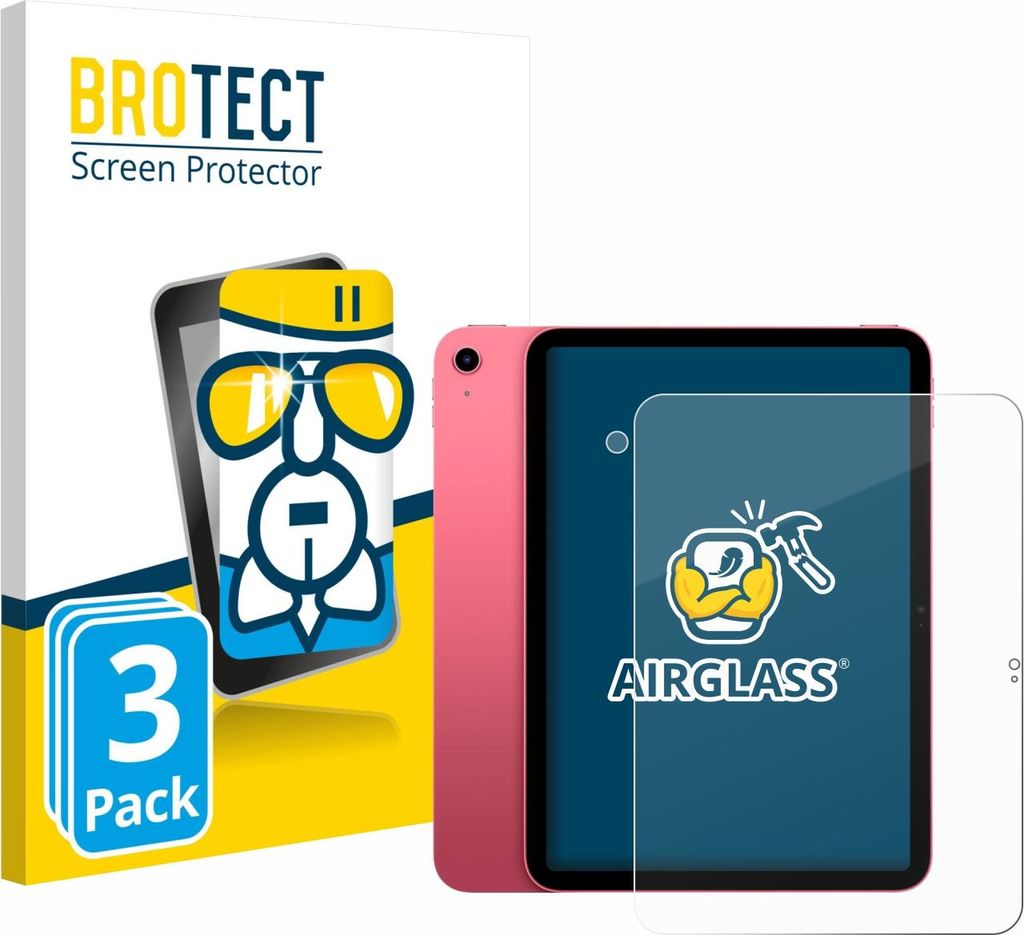3x BROTECT Schutzglas für Apple iPad A16 11" 2025 (Display+Kamera) Schutzfolie Panzer Folie Glas Display Schutz klar