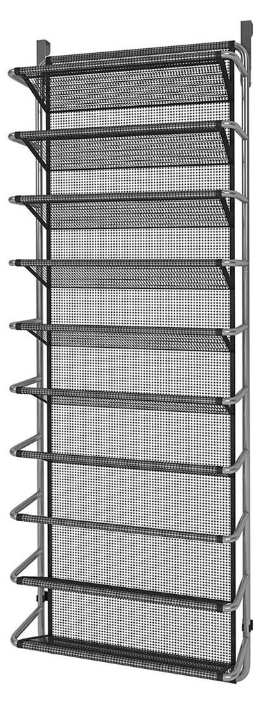Schuhregal hängend – 10 Ebenen für 20 Paar Schuhe – Hochwertiges Material – Schwarz/Silber – Platzsparendes Aufbewahrungssystem
