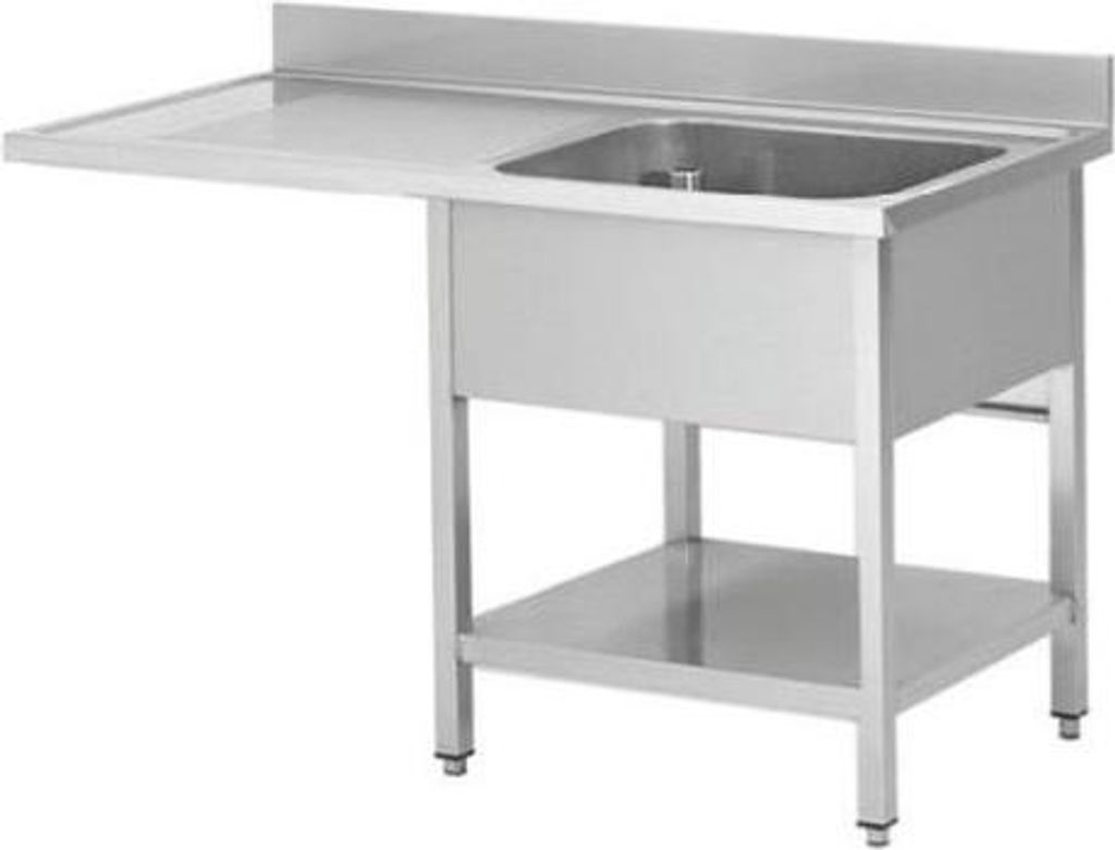 Spuelcenter aus Edelstahl, ein Becken rechts, 140 x 60