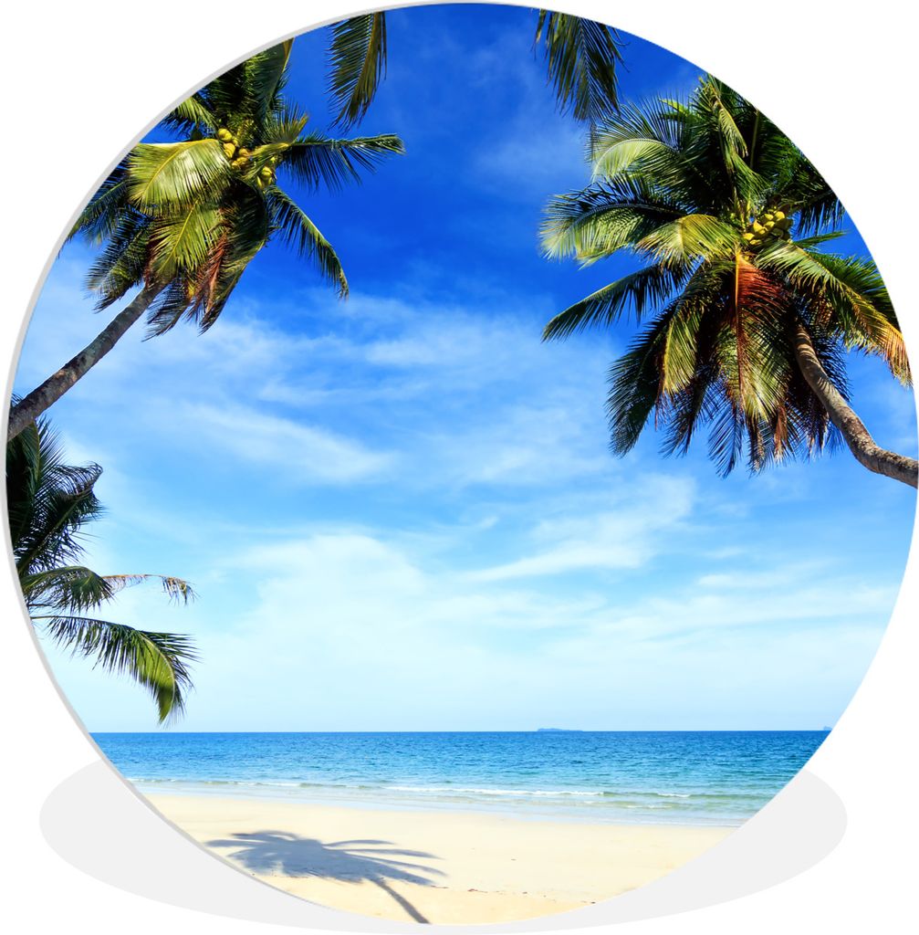 MuchoWow Rundes Wandbild - Runde Bilder Palmen - Strand - Meer Ø 30 cm Kreis Wanddekoration Kunststoff - Wandkreis - Wandschmuck - Schlafzimmer ...
