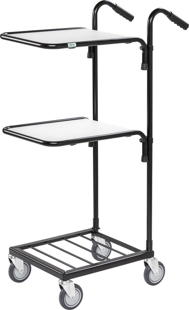 Kongamek Mini- Servierwagen in schwarz mit 2 Ladeflächen 410x355mm ohne Bremse