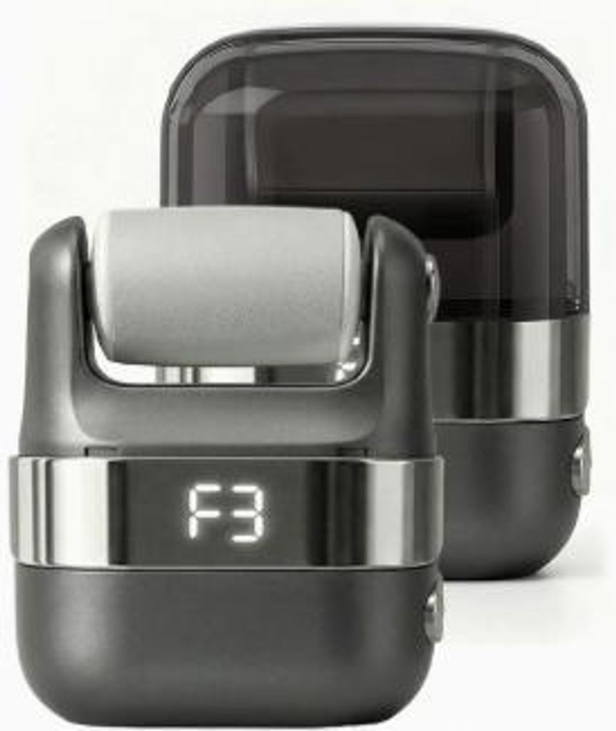 Elektrischer Hornhautentferner, 3 Drehzahlen Hornhautentferner, 3 Schleifköpfe, 700mAh USB-C, LED-Display, Nachtlicht, Anti-Druck-Stopp, Tiefgrau