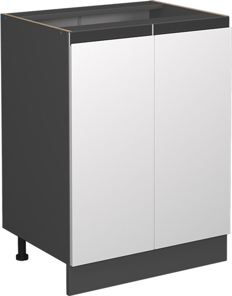 Küchenunterschrank Vicco R-Line Weiß 60 cm J-Shape, ohne Arbeitsplatte, Model 39716