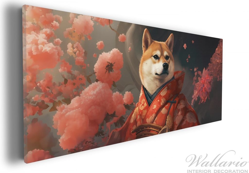 Wallario Premium Leinwandbild Samurai Shiba in Größe 30 x Produktbild 