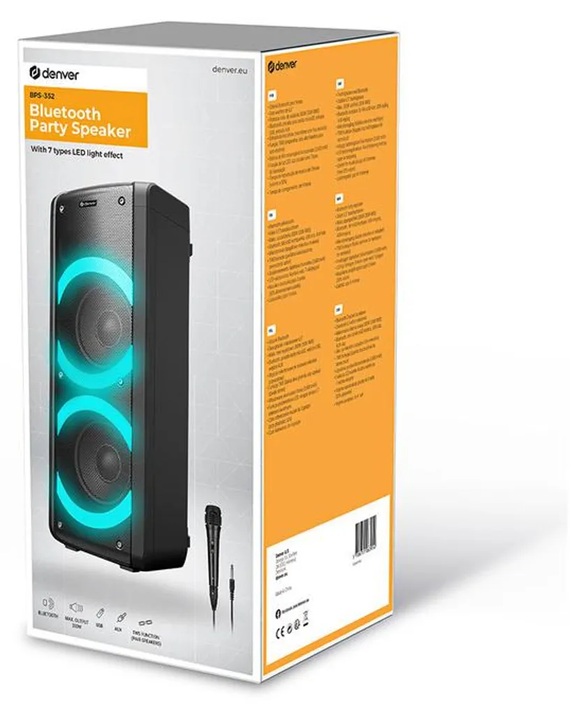 Haut-parleur Bluetooth pour Soirée Denver 300W 6,5" Noir Transportable