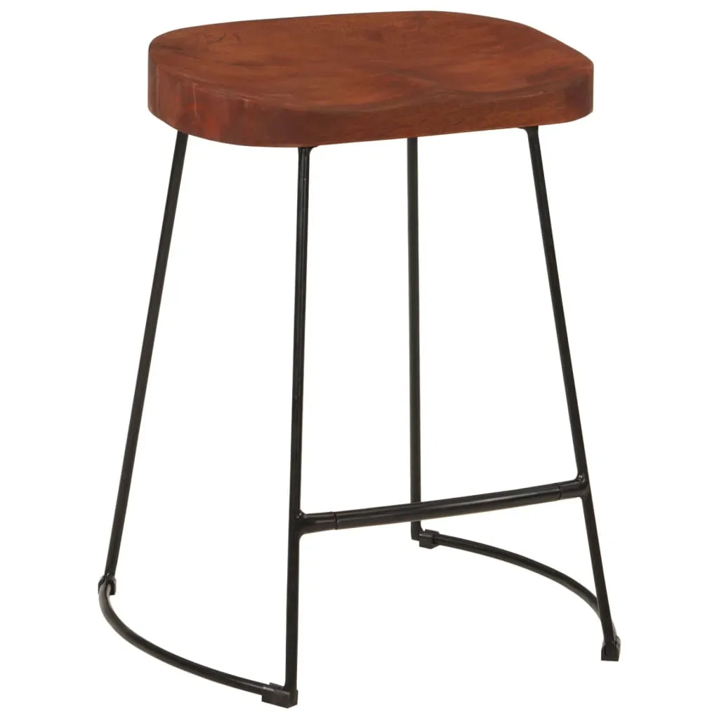 Tabouret de bar bas pour îlot de cuisine lot de 2 Gavin bois mangue