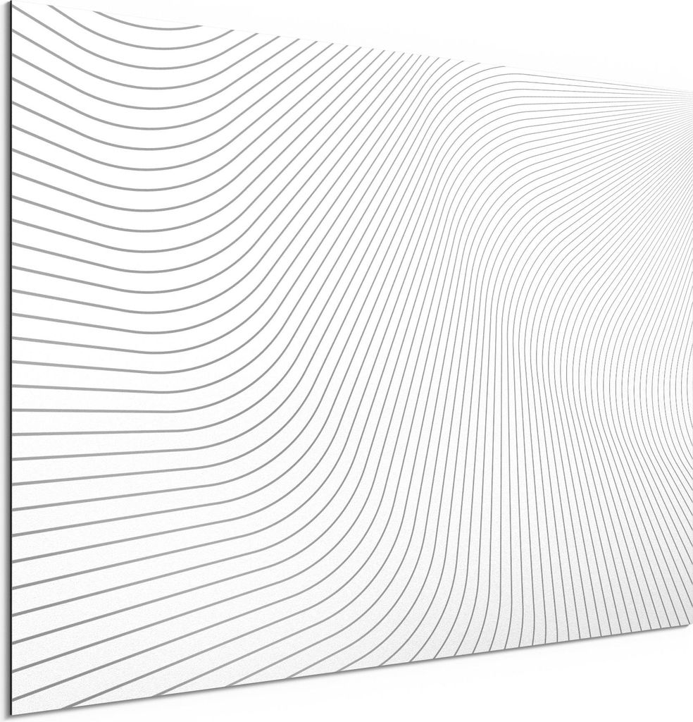 DEQORI Alu-Dibond Bild Weiß 60x40 cm 'Fließendes Streifenmuster' Wandbild Metall dünn