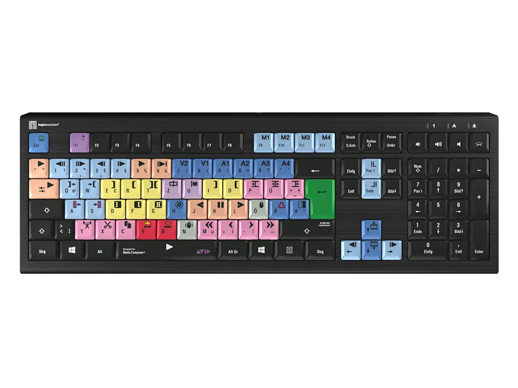 Clavier de Montage Vidéo Avid Media Composer LogicKeyboard USB Allemand