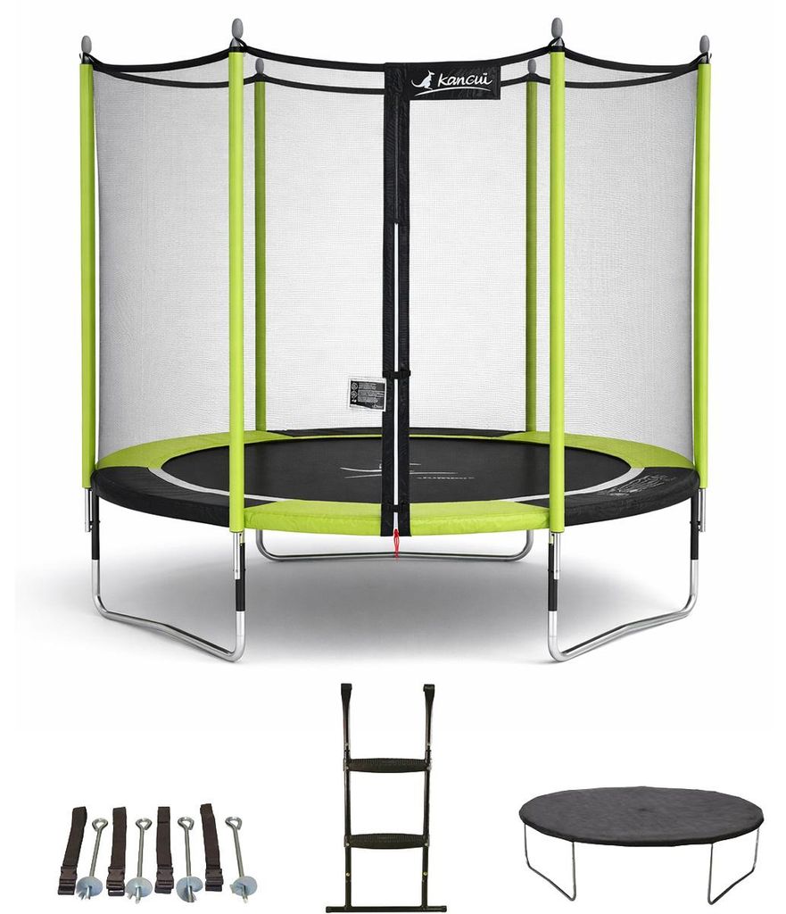 KANGUI - Trampolin Ø 300cm + Netz + Leiter + Abdeckung + Verankerungsset - JUMPI 300