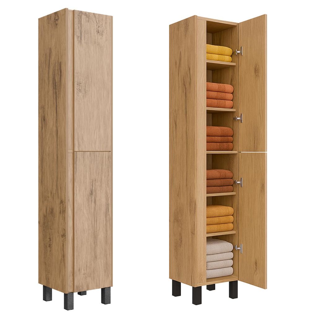 paplinskimoebel Hochschrank Säulenschrank Badzimmer Wand/ Stehend Türen Gästebad Toilette Ariza Links/ Rechts Regal Einlegeböden Beistellschran...
