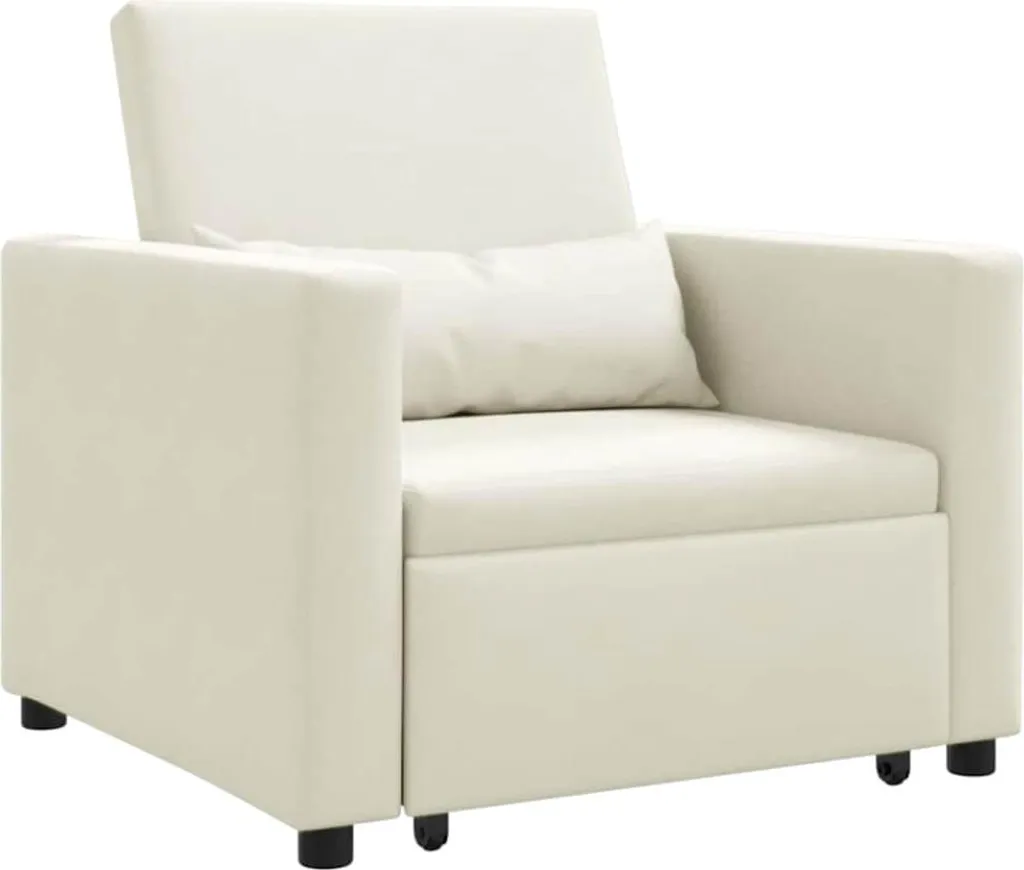 vidaXL Canapé-lit simple extensible en velours crème 90x165x87 cm