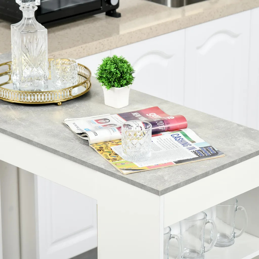 Table de Bar 4 Étagères Ouvertes Style Moderne Blanc et Gris HOMCOM
