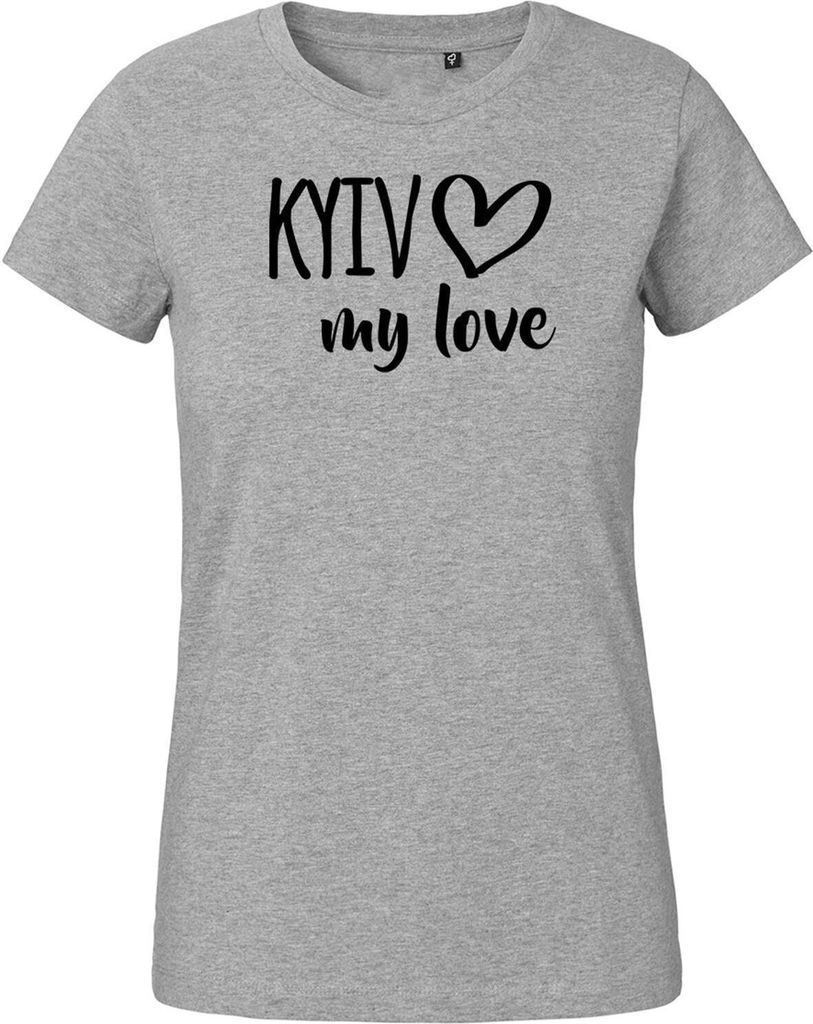 Huuraa Damen T-Shirt Kyiv my love XL Sport Grey Bio Baumwolle Fairtrade Damenshirt Geschenkidee