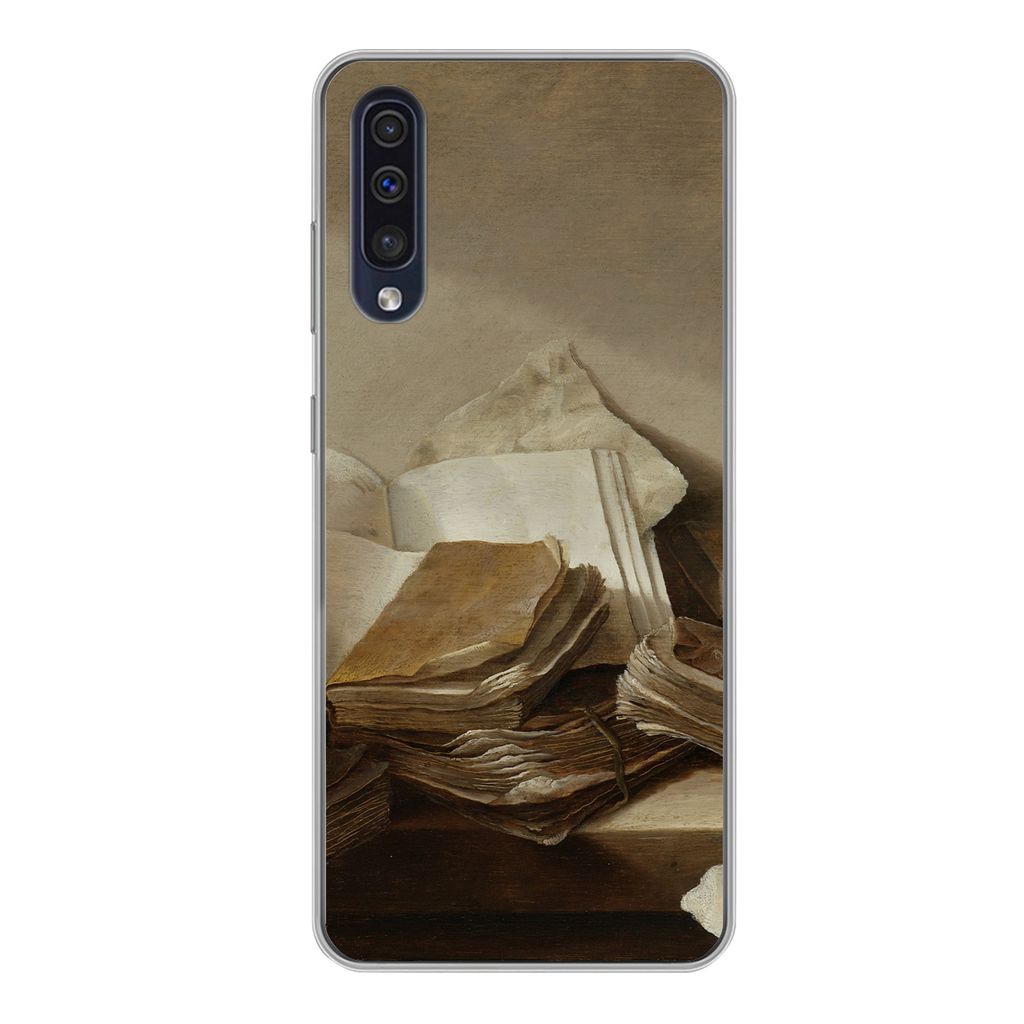 MuchoWow Handyhülle Schutzhülle Hülle für Samsung Galaxy A50 Stilleben mit Büchern - Gemälde von Jan Davidsz. de Heem Silikon Softcase Hand...