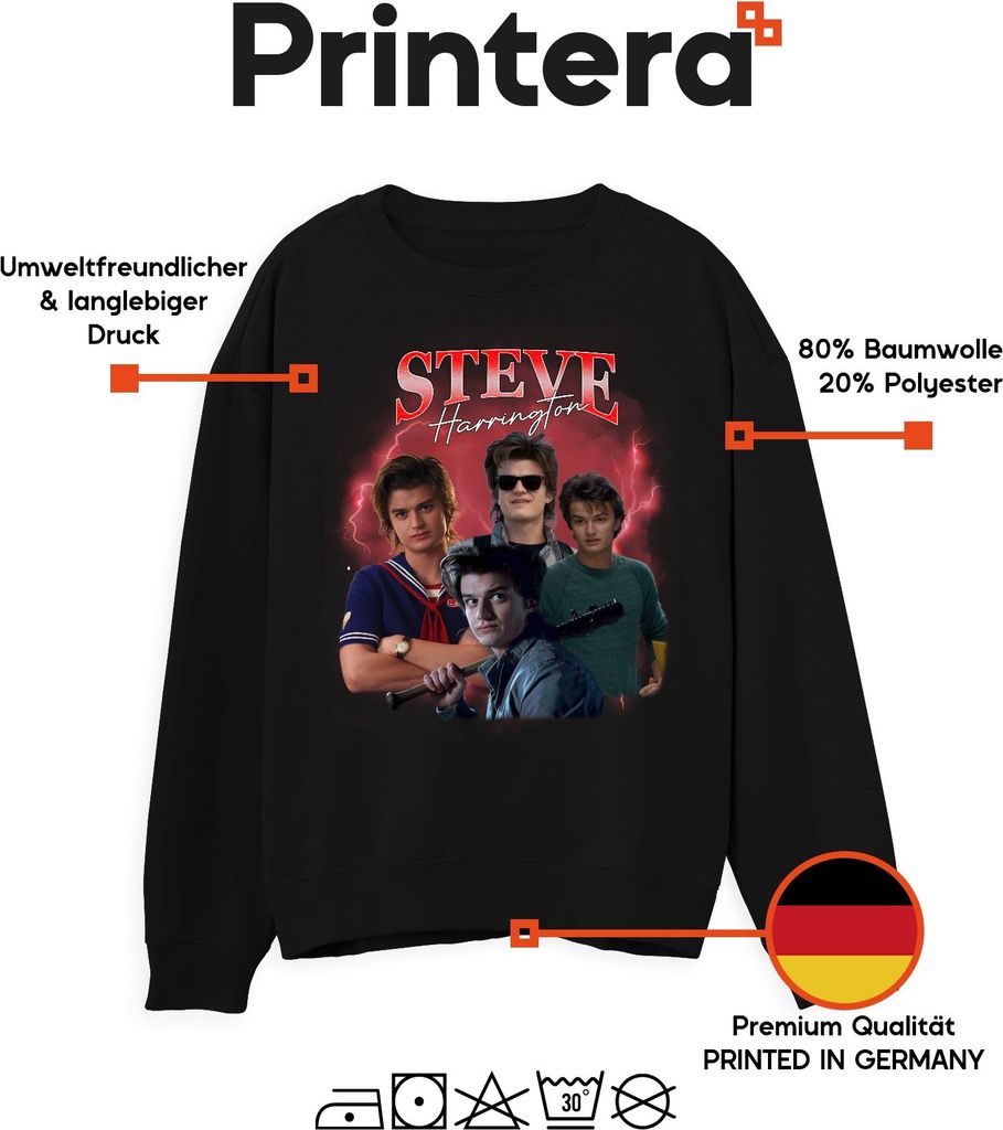 Steve Harrington Stranger Serienfan Geschenk Babysitter Hawkins Uni Sweatshirt Pullover, Schwarz, S