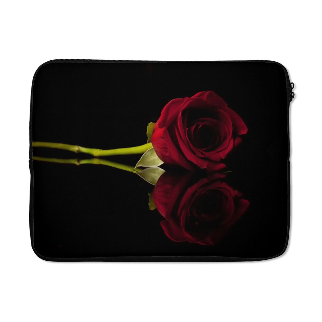 MuchoWow Laptop Hülle 14 ZollRosen - Schwarz - Rot Laptoptasche - Laptoptasche - Stoßsicher - Schutzhaube