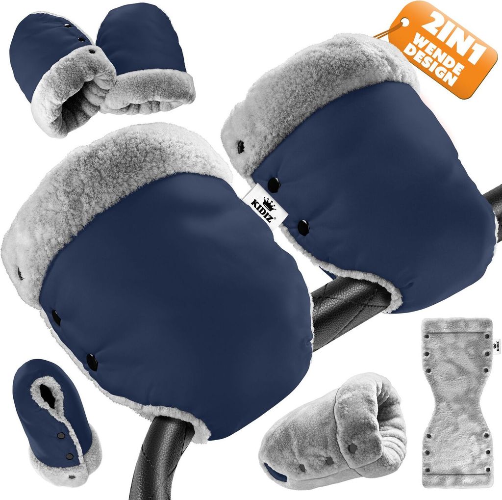 KIDIZ Handwärmer Kinderwagen Handschuhe Handmuff Kinderwagenmuff mit warme Plüschmaterial Fleece und Baumwolle Innenseite Wasserdicht Winddicht...