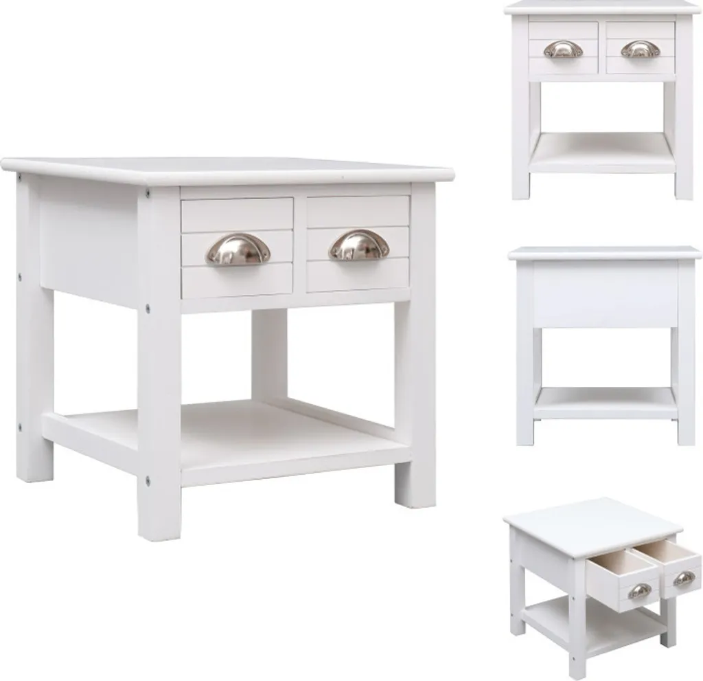 vidaXL Tavolino bianco 40x40x40 cm in legno di Paulownia - Tavolini