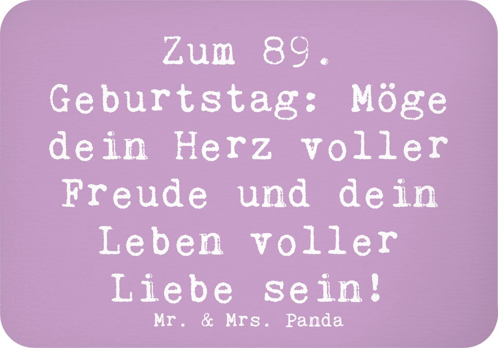 Mr. & Mrs. Panda magnet Spruch 89. Geburtstag Freude - Lavendeltraum - Geschenk, Geburtstagsgeschenk, Happy Birthday, haftmagnet, holzmagnet, Notiz...