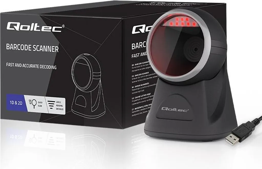 Scanner de Code-Barres Fixe 2D et QR Code Qoltec pour Comptoir de Vente - 8