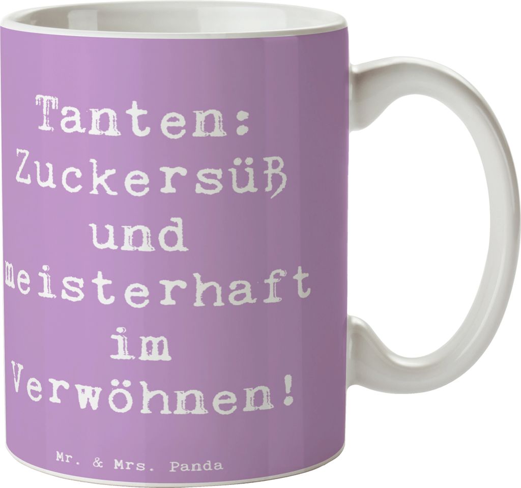 Mr. & Mrs. Panda Kaffeebecher Spruch Tante Zuckersüß - Lavendeltraum - Geschenk, Pott, schöne tasse, Nichte, Becher, Teetasse, einzigartige Desi...